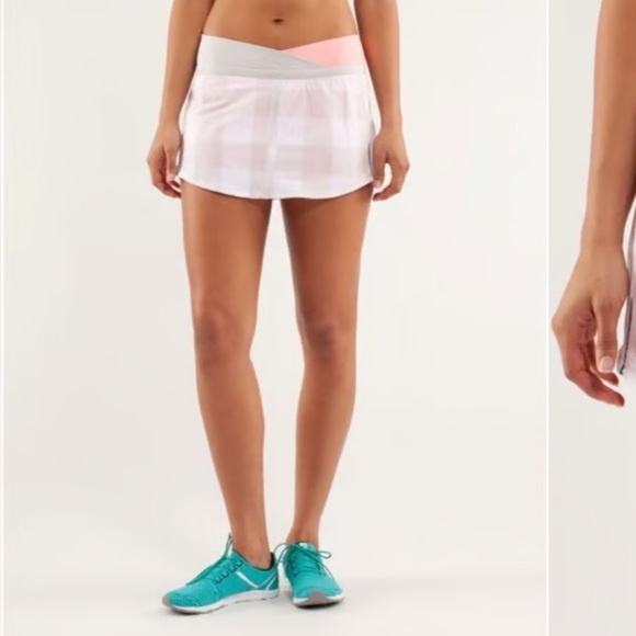 Lululemon Run: Pace Skirt Gros Gingham Dune / Dune / Bleached Coral - Picture 4 of 11